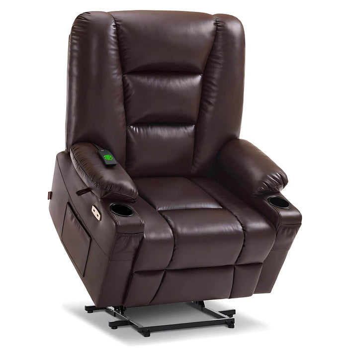 MCombo Large-Wide Power Lift Recliner Chair 6160-R7541 Faux Leather in Dark Brown Color