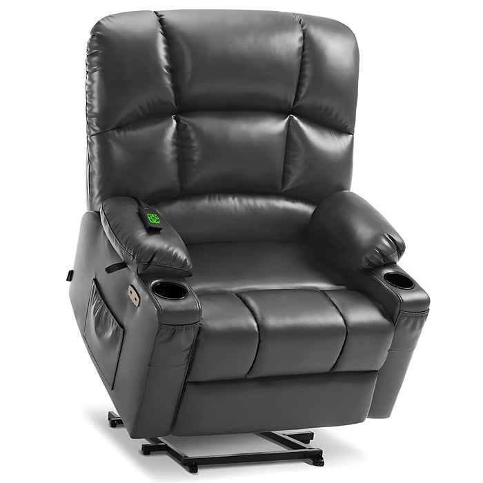 MCombo Dual Motor Large-Wide R7688 Power Lift Recliner Chair Faux Leather in Dark Grey Color