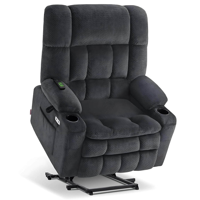 MCombo Dual Motor Large-Wide Size R7891 Power Lift Recliner Chair Fabric in Dark Grey Color