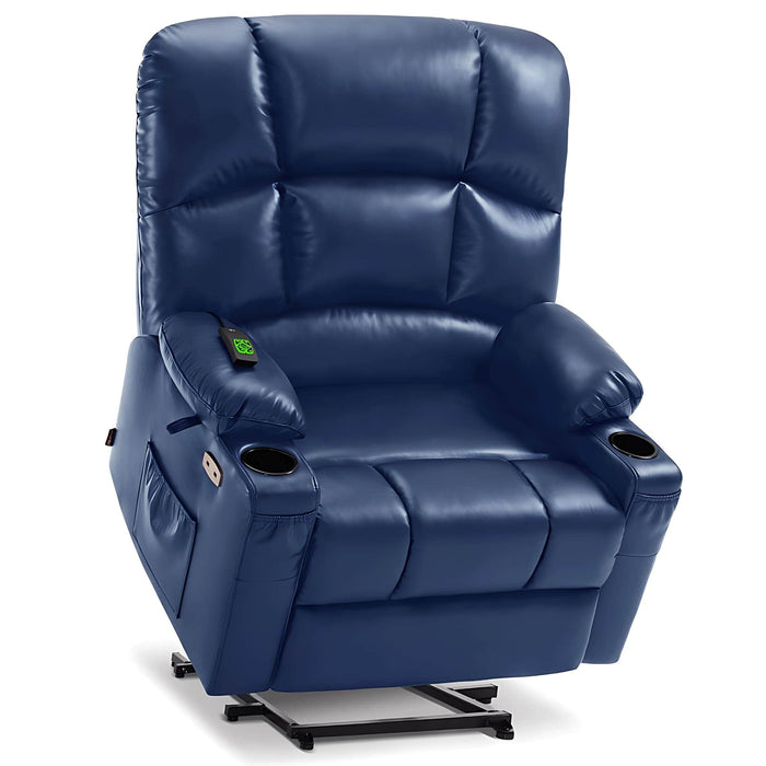 MCombo Dual Motor Large-Wide R7688 Power Lift Recliner Chair Faux Leather in Navy Blue Color