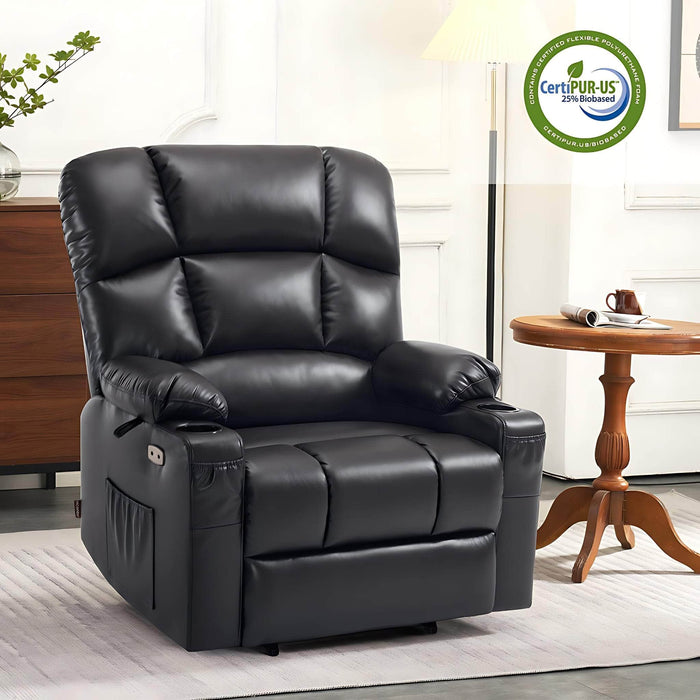 MCombo Dual Motor Large-Wide R7688 Power Lift Recliner Chair Faux Leather in Black Color in Room