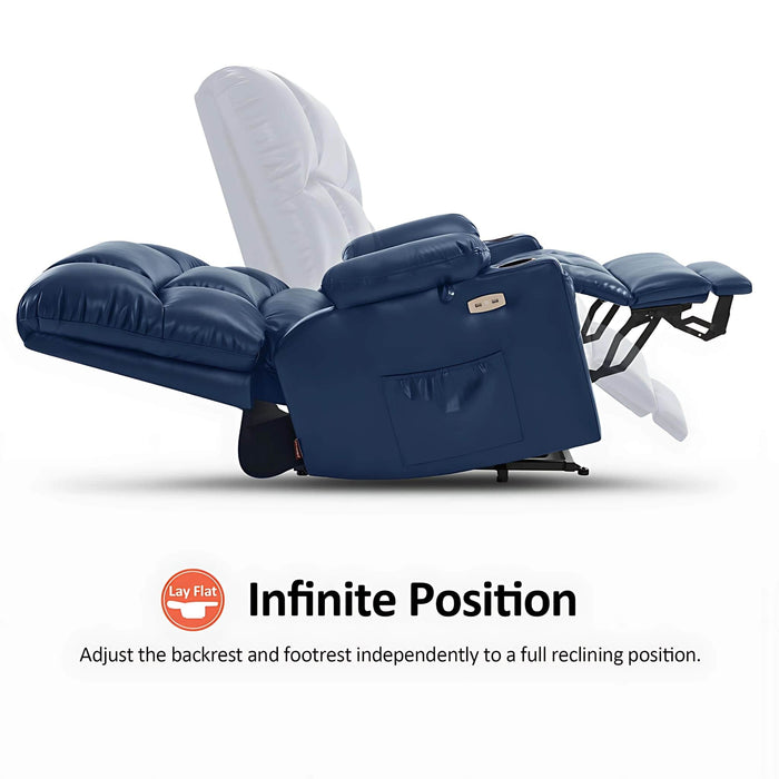 MCombo Dual Motor Large-Wide R7688 Power Lift Recliner Chair Faux Leather in Navy Blue Color Infinite Position