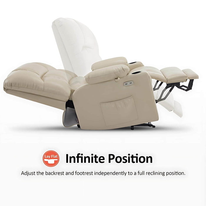 MCombo Dual Motor Large-Wide R7688 Power Lift Recliner Chair Faux Leather in Beige Color Infinite Position