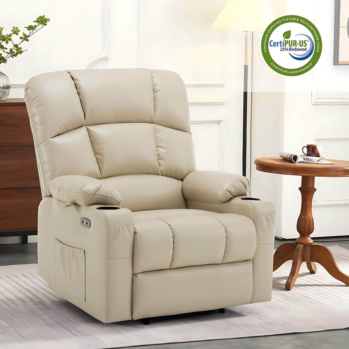 MCombo Dual Motor Large-Wide R7688 Power Lift Recliner Chair Faux Leather in Beige Color in Room