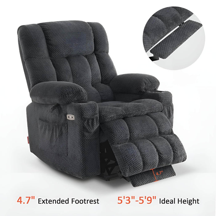 MCombo Medium-Regular Dual Motor Power Lift Recliner Chair Fabric 7890 in Dark Grey Color Extended Footrest and Ideal Height