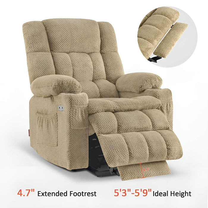 MCombo Medium-Regular Dual Motor Power Lift Recliner Chair Fabric 7890 in Beige Color Extended Footrest and Ideal Height