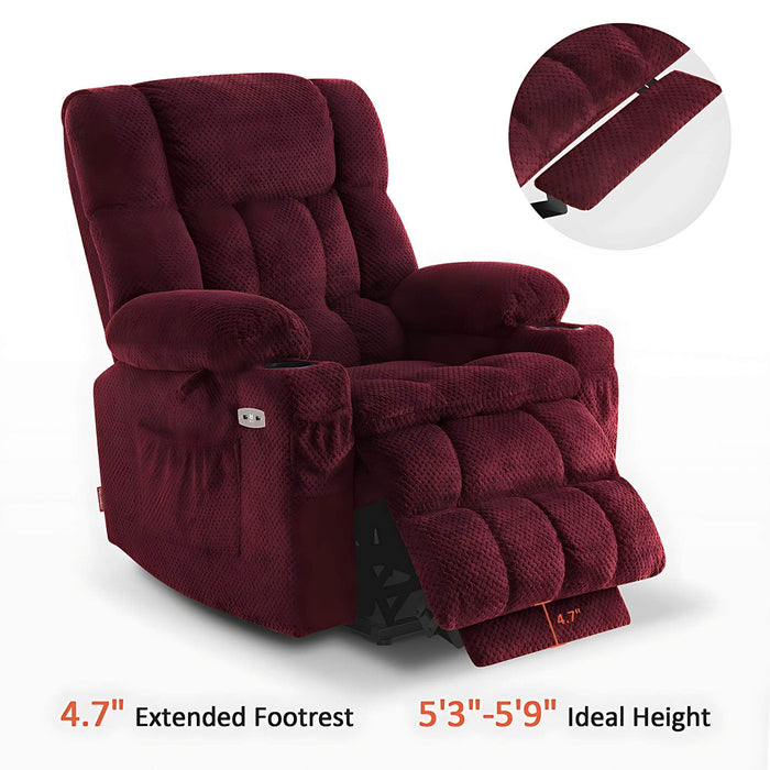 MCombo Medium-Regular Dual Motor Power Lift Recliner Chair Fabric 7890 in  Burgundy Color Extended Footrest and Ideal Height