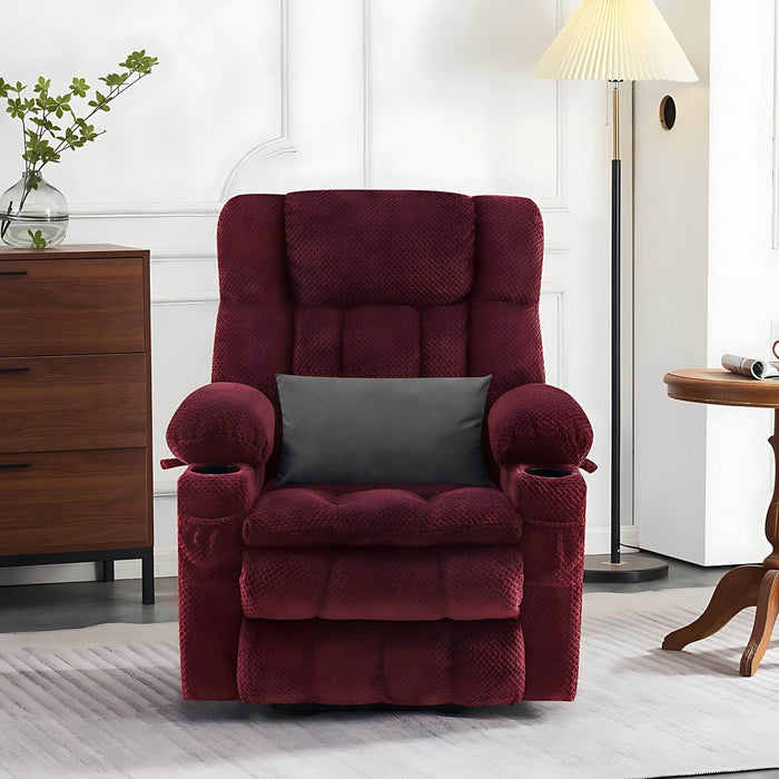 MCombo Medium-Regular Dual Motor Power Lift Recliner Chair Fabric 7890 in Burgundy Color in Room