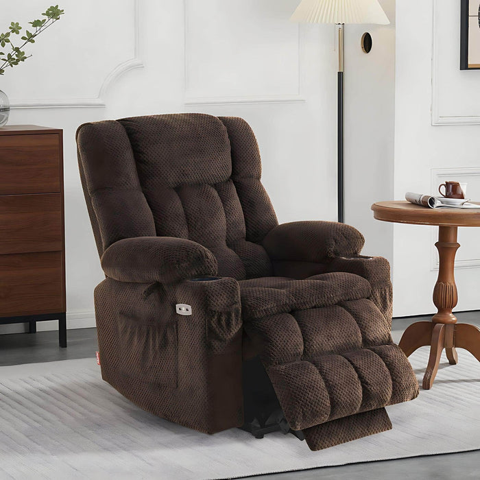 MCombo Medium-Regular Dual Motor Power Lift Recliner Chair Fabric 7890 in Coffee Color in Room