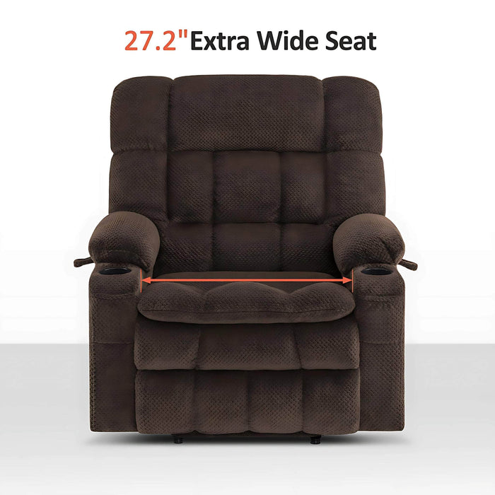 MCombo Dual Motor Medium-Wide Size R7897 Power Lift Recliner Chair Fabric in Coffee Color 27.2 inch Extra Wide Seat