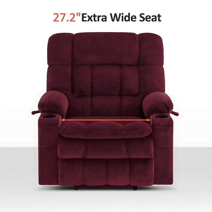 MCombo Dual Motor Medium-Wide Size R7897 Power Lift Recliner Chair Fabric in Burgundy Color 27.2 inch Extra Wide Seat