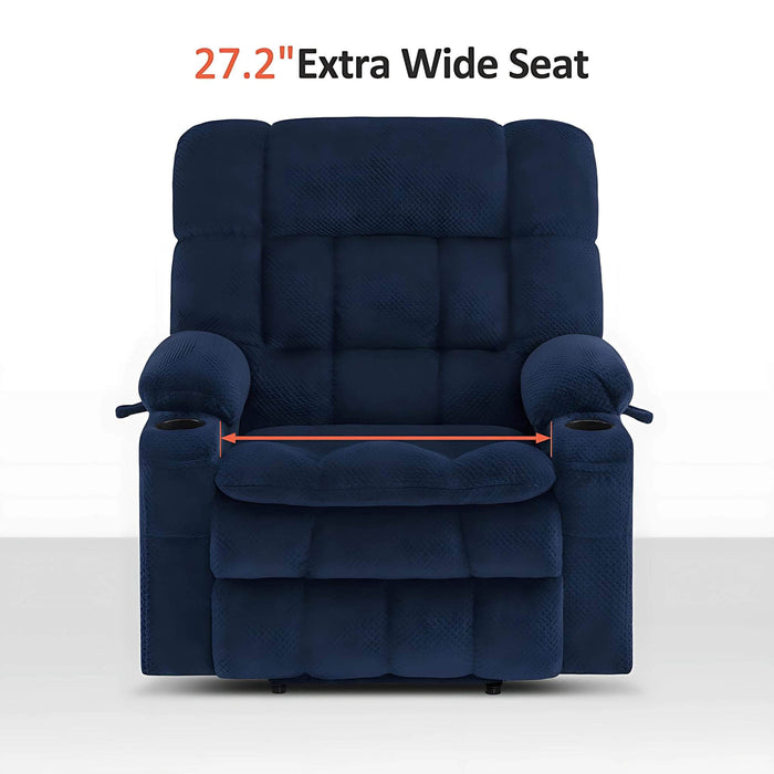 MCombo Dual Motor Medium-Wide Size R7897 Power Lift Recliner Chair Fabric in Navy Blue Color 27.2 inch Extra Wide Seat