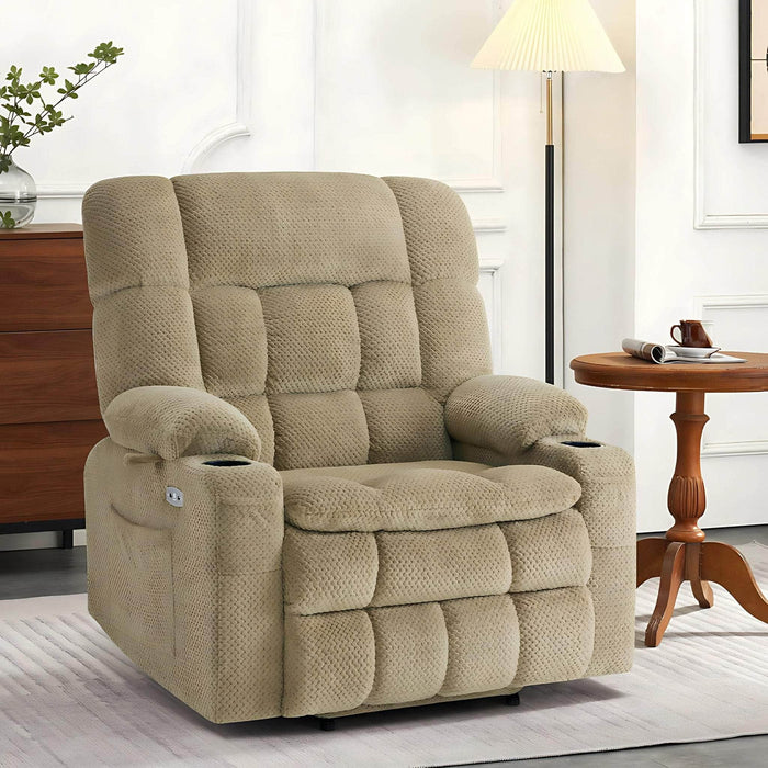 MCombo Dual Motor Medium-Wide Size R7897 Power Lift Recliner Chair Fabric in Beige Color in Room