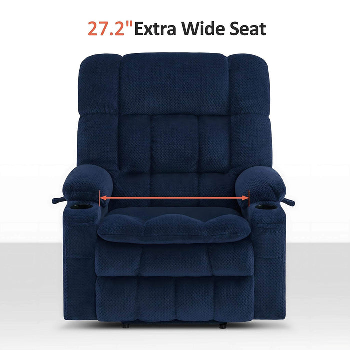 MCombo Dual Motor Large-Wide Size R7891 Power Lift Recliner Chair Fabric in Navy Blue Color 27.2 inch Extra Wide Seat