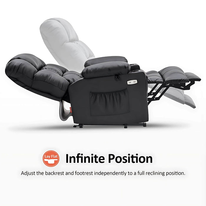 MCombo Medium-Regular Dual Motor Power Lift ReclinerChair Faux Leather 7890 in Black Color Infinite Position Feature