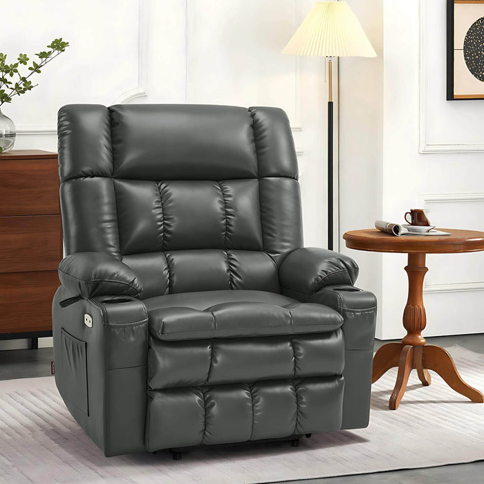 MCombo Large-Wide Dual Motor Power Lift Recliner Chair Faux Leather R7891 in Grey Color in Room