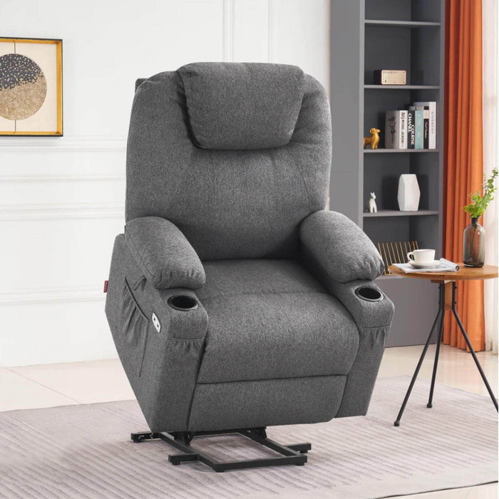 MCombo Electric Power Lift Recliner Chair 7040 in Grey Large Size in Room Standing