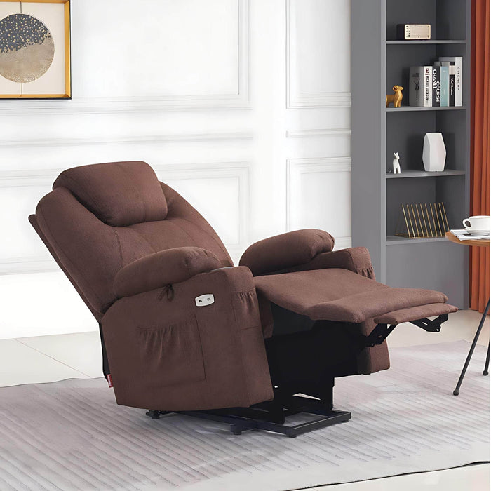 Large Size MCombo Electric Power Lift Recliner Chair 7040 in Coffee Color Reclining in Room