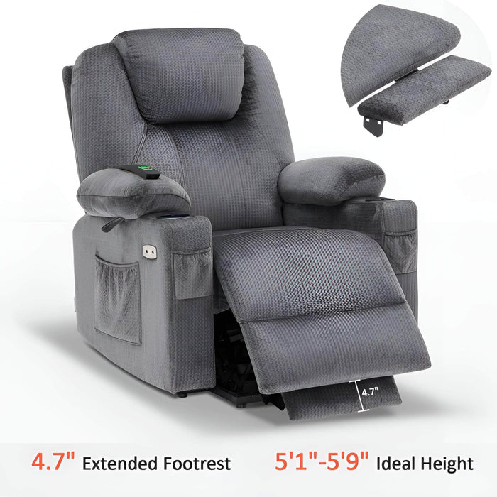 Medium Size MCombo Electric Power Lift Recliner Chair 7040 Series in Trout Extended Footrest