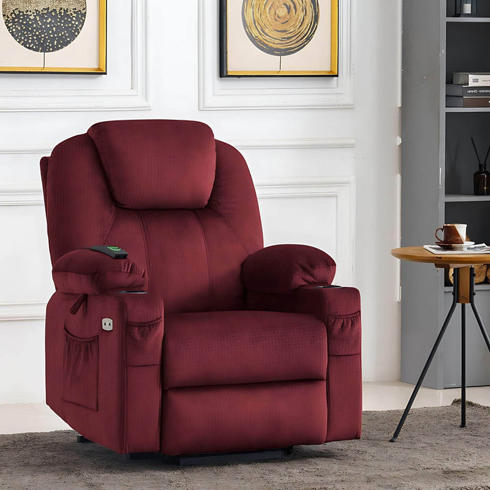 Medium Size MCombo Electric Power Lift Recliner Chair 7040 in Carmine Red in Room