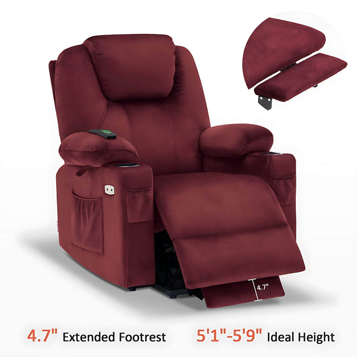 Medium Size MCombo Electric Power Lift Recliner Chair 7040 in Carmine Red with Extended Footrest