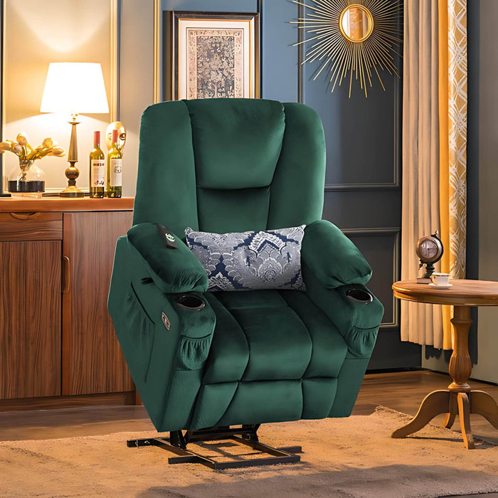 MCombo Electric Power Lift Recliner Chair 7507 Fabric in Green Color in Room