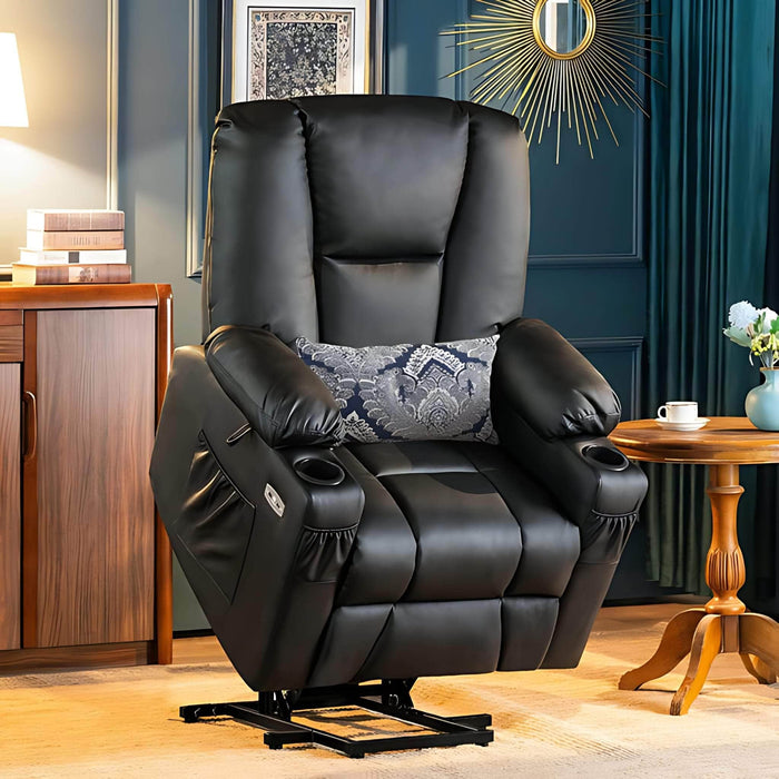 MCombo Electric Power Lift Recliner Chair 7507 Faux Leather in Black Color in Room