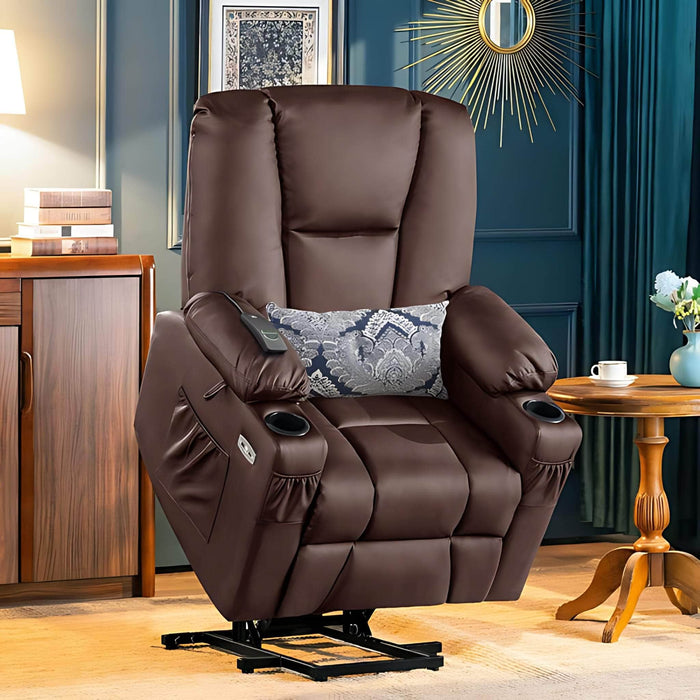 MCombo Electric Power Lift Recliner Chair 7507 Faux Leather in Light Brown Color in Room