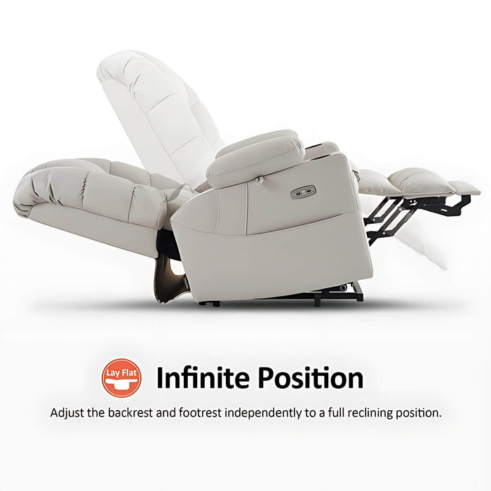 MCombo Large Dual Motor Power Lift Recliner Chair 7634 in Light Grey Color Infinite Position