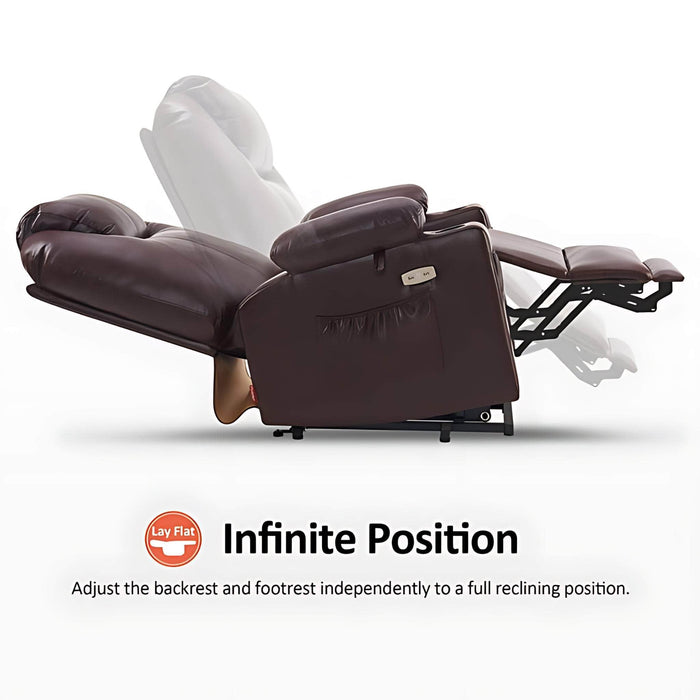 MCombo Large Dual Motor Power Lift Recliner Chair 7815 in Dark Brown Infinite Position Feature