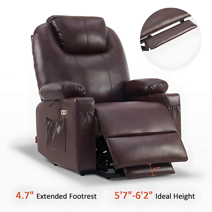 MCombo Large Dual Motor Power Lift Recliner Chair 7815 in Dark Brown 4.7 nch Extended Footrest and 5 foot 7 to 6 foot 2 Ideal Height