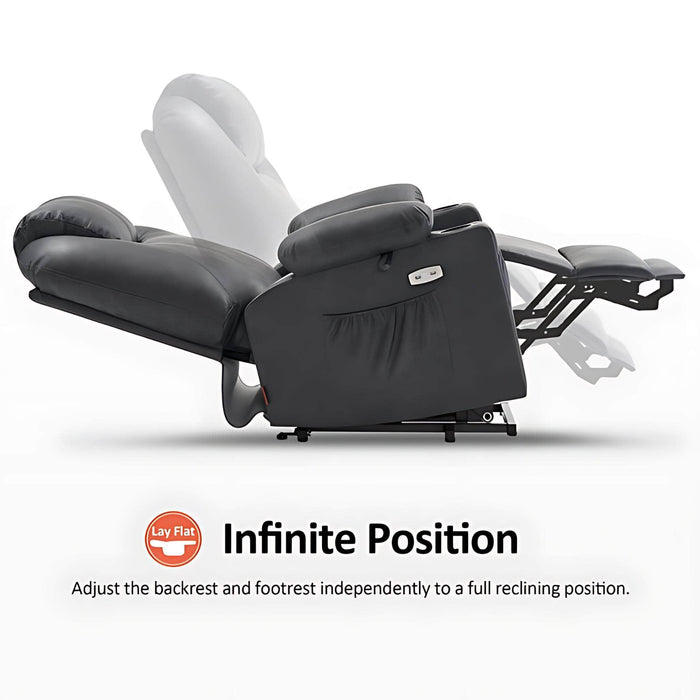 MCombo Large Dual Motor Power Lift Recliner Chair 7815 in Grey Color Infinite Position Feature