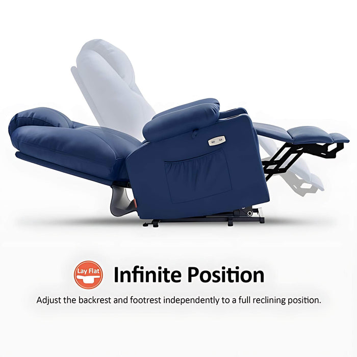 MCombo Large Dual Motor Power Lift Recliner Chair 7815 in Blue Color Infinite Position