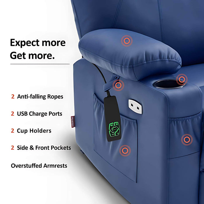 MCombo Large Dual Motor Power Lift Recliner Chair 7815 in Blue  Color Expect more Get more