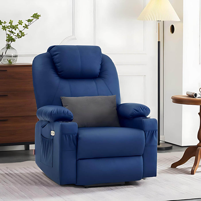 MCombo Large Dual Motor Power Lift Recliner Chair 7815 in Blue Color in Room