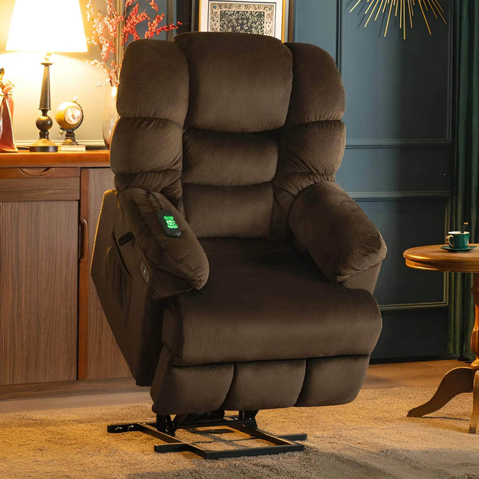 MCombo Lay Flat Dual Motor Power Lift Recliner Chair 7630 in Brown Color in Room