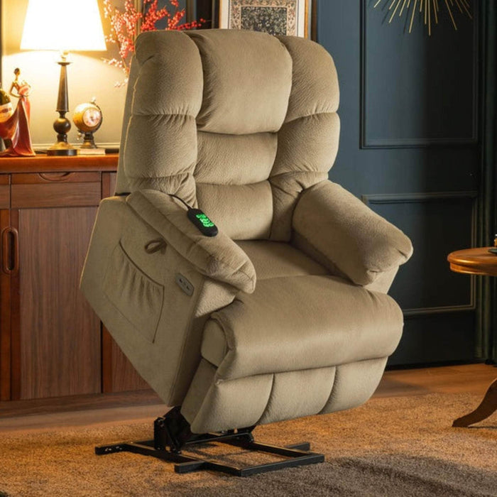 MCombo Lay Flat Dual Motor Power Lift Recliner  Chair 7630 in Beige Color in Room