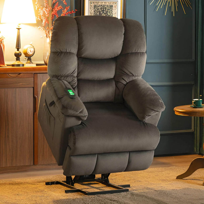 MCombo Lay Flat Dual Motor Power Lift Recliner Chair 7630 in Grey Color in Room