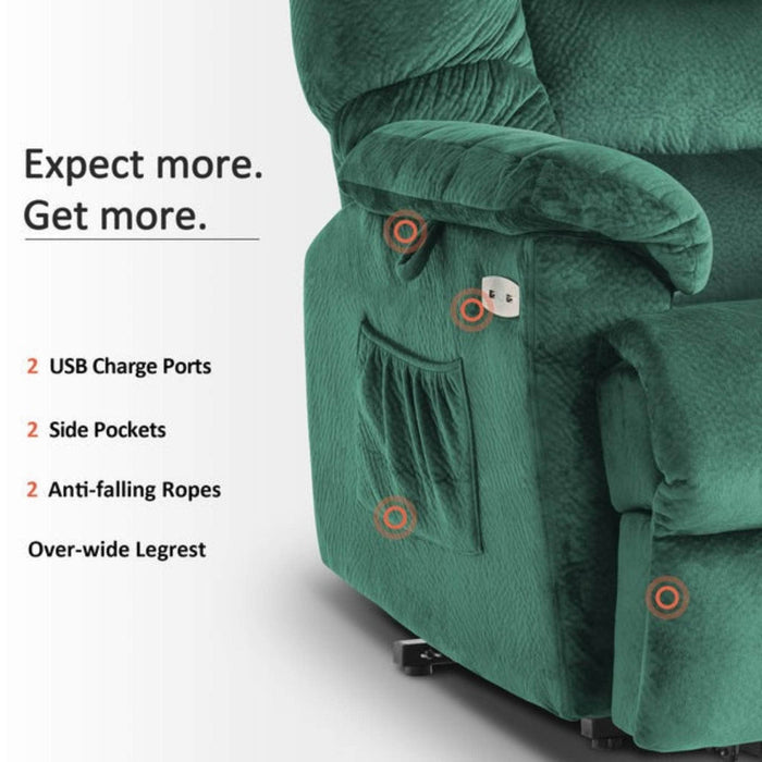 MCombo Lay Flat Dual Motor Power Lift Recliner Chair 7630  in Green Color Expect More Get More