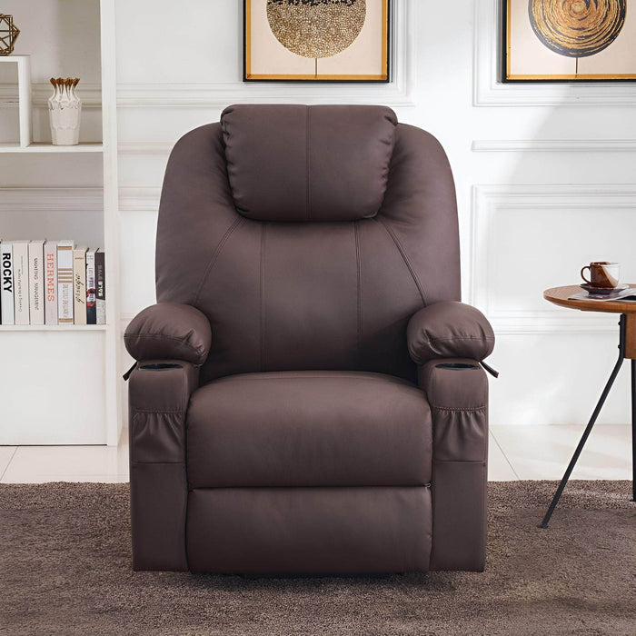 MCombo Large Size 7516 Power Lift Recliner Chair 7040 Series Faux Leather in Light Brown Color in Room