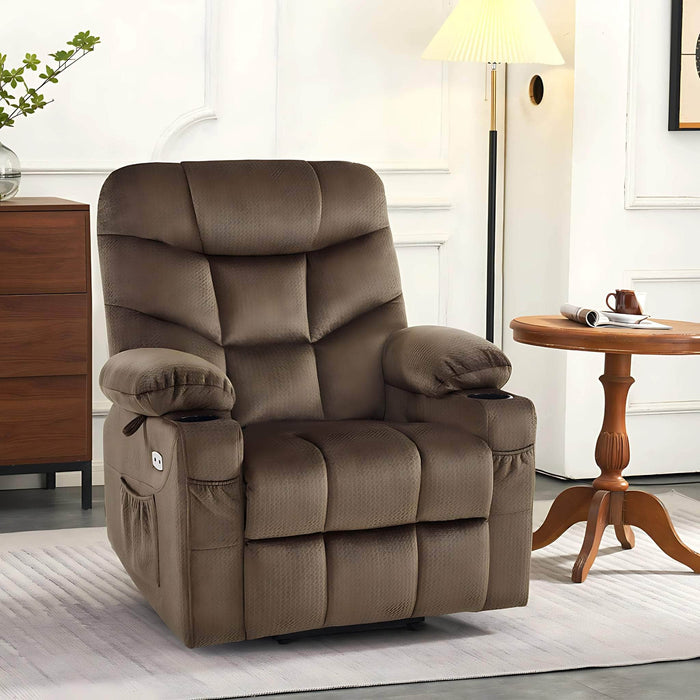 MCombo Medium-Regular Power Lift Recliner Chair 7287 Series in Dark Brown Color in_Room