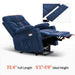 MCombo Medium-Regular Power Lift Recliner Chair 7287 Series in Navy Blue Color Full Length and Ideal Height