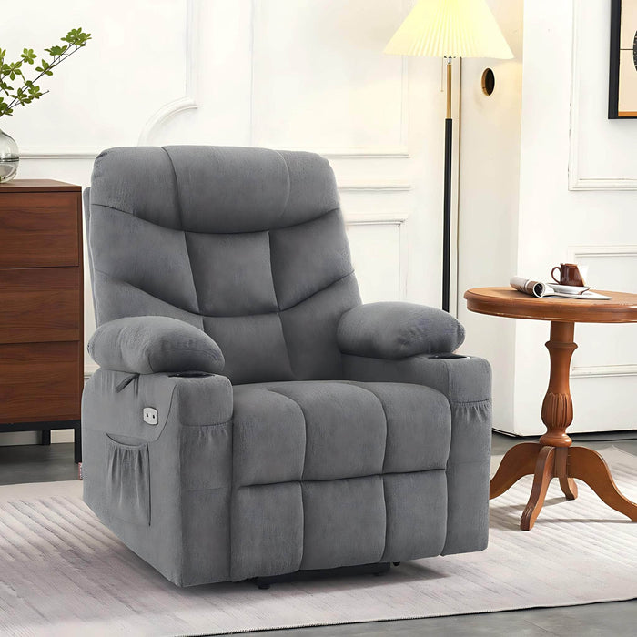 MCombo Medium-Regular Power Lift Recliner Chair 7287 Series in Dark Grey Color in Room