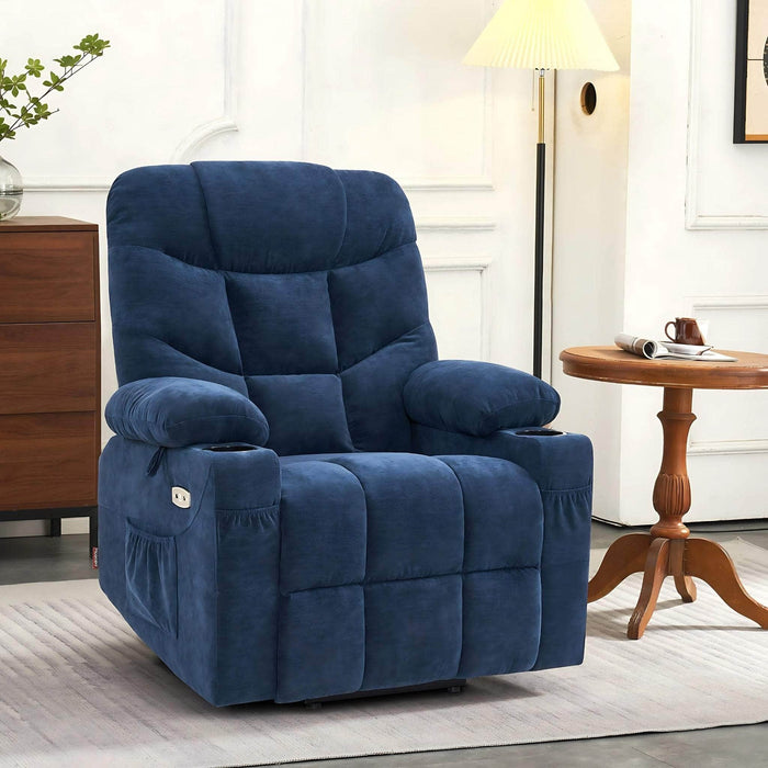 MCombo Medium-Regular Power Lift Recliner Chair 7287 Series in Navy Blue Color in Room