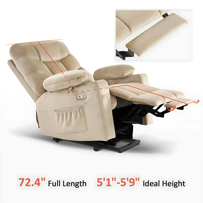 MCombo Medium-Regular Power Lift Recliner Chair 7287 Series in Beige Color Full Length and Ideal Height