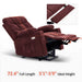 MCombo Medium-Regular Power Lift Recliner Chair 7287 Series in Burgundy Color Full Length and Ideal Height