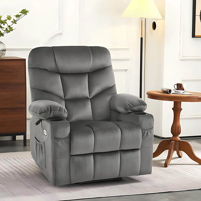 MCombo Medium-Regular Power Lift Recliner Chair 7287 Series in Grey Color in Room