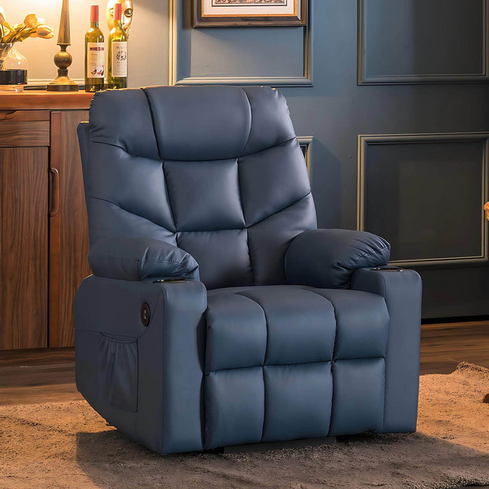 MCombo Medium-Regular Power Lift Recliner Chair 7288 Series in Blue Color in Room