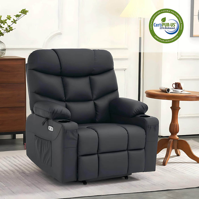 MCombo Medium-Wide Power Lift Recliner Chair R7289 in Black Color in Room