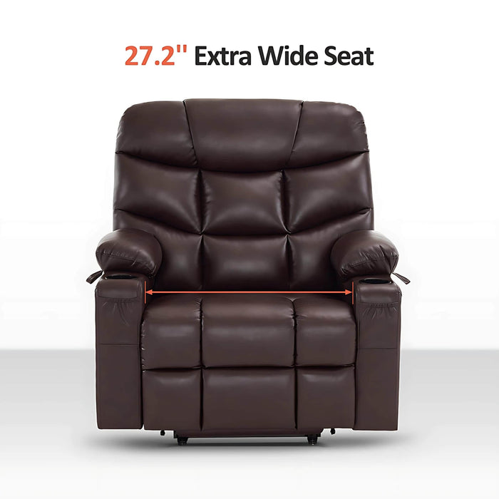 MCombo Medium-Wide Power Lift Recliner Chair R7289 in Dark Brown Color 27.2 inch Extra Wide Seat